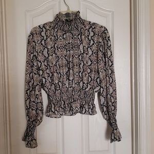 Black, White and Brown Blouse